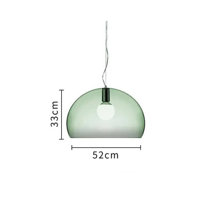 A sleek translucent green glass pendant lamp with modern dome design and metallic suspension for dining room decorbites colorful hanging light