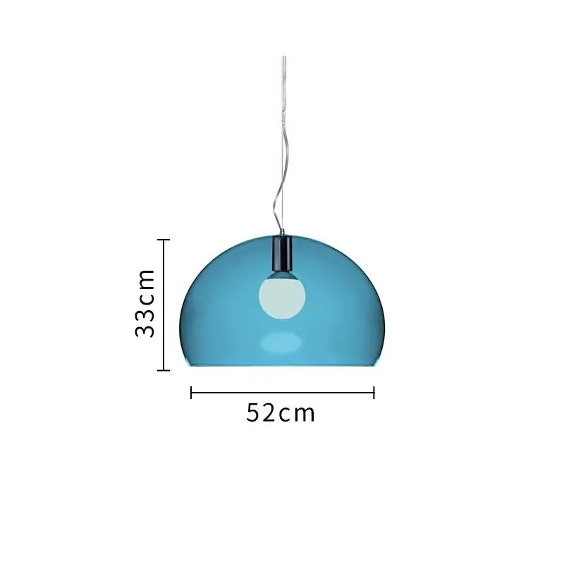 A sleek blue translucent glass pendant lamp with a modern dome design for dining room decorbites colorful hanging light
