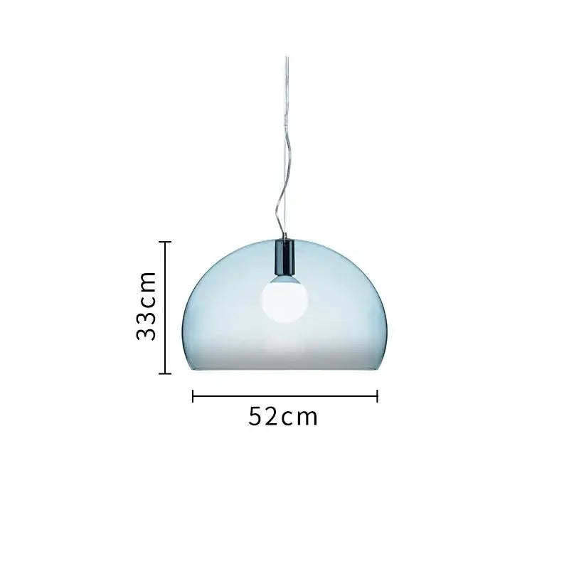 A sleek translucent light blue glass pendant lamp with chrome hardware modern dome design for dining room decorbites colorful hanging light