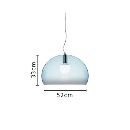 A sleek translucent light blue glass pendant lamp with chrome hardware modern dome design for dining room decorbites colorful hanging light