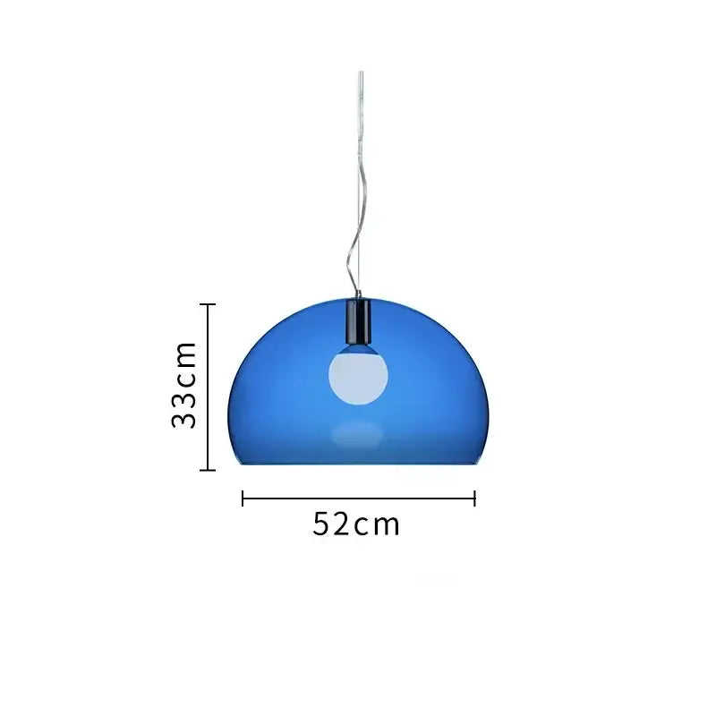 A sleek blue translucent glass pendant lamp with a modern dome design for dining room decorbites colorful hanging light