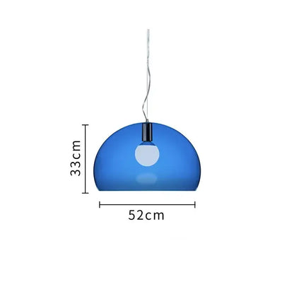 A sleek blue translucent glass pendant lamp with a modern dome design for dining room decorbites colorful hanging light