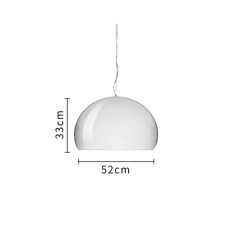 A sleek white dome pendant lamp with a glossy finish and metallic chain ideal for dining room decorbites colorful hanging light