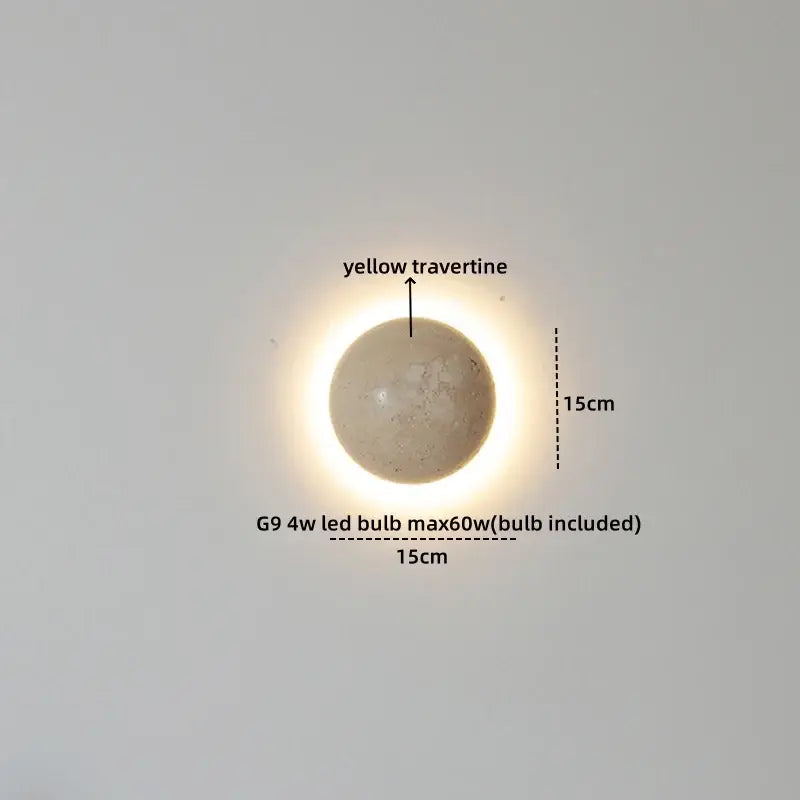 Circular yellow travertine wall sconce with g9 4w led bulb included modern concrete and wood led wall sconce decorbites led wall
