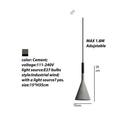 Modern conical cement-colored decorbites concrete pendant lights with black stem for kitchen and dining room decorbites concrete pendant