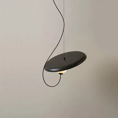 Black matte-finished circular pendant light with sleek curved cord design decorbites grid color led for dining room decor