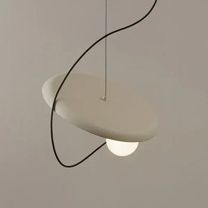 Minimalist white decorbites grid color led pendant light with sleek curved black cable and oval diffuser for dining room