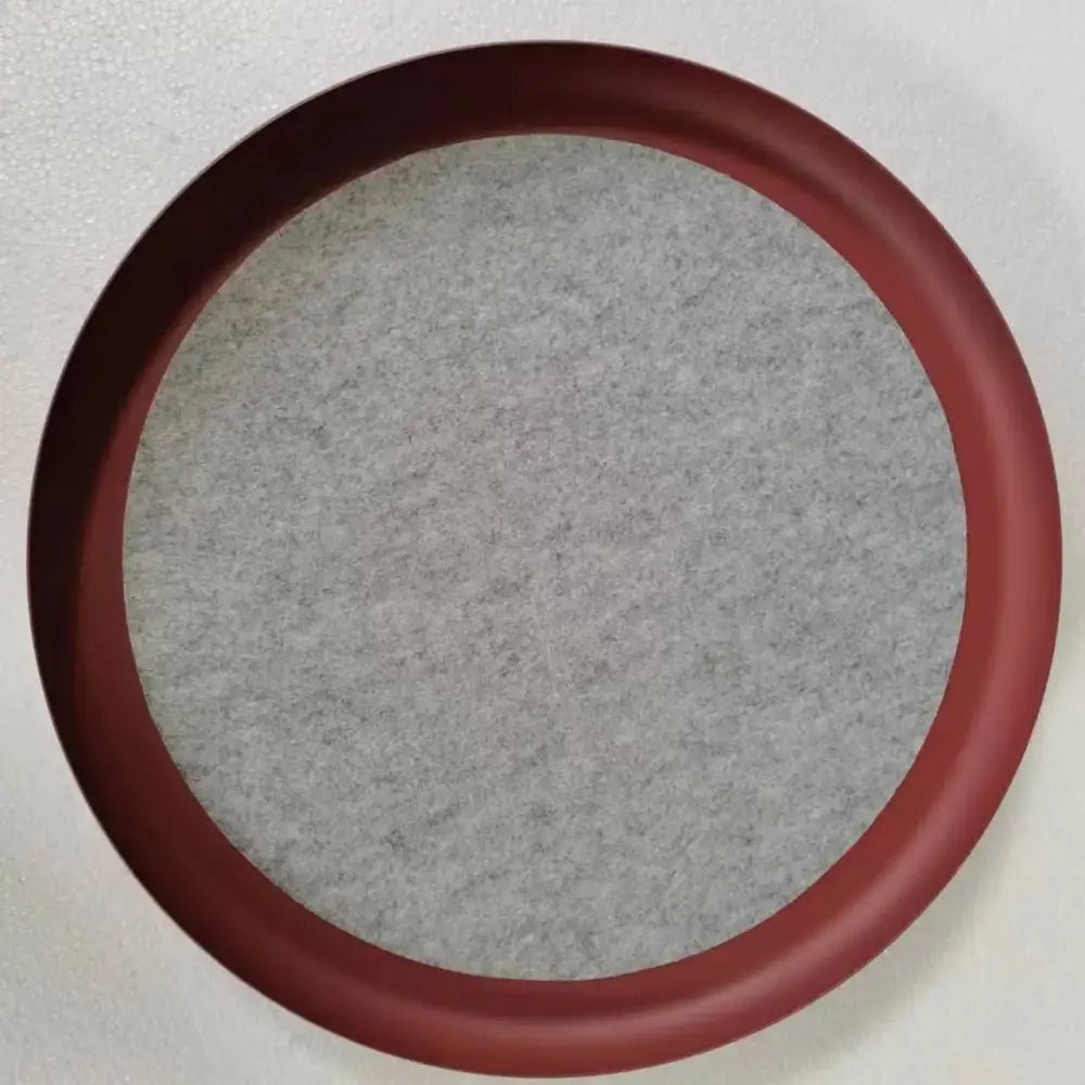 Circular red-framed mirror with gray fabric backing shown from the back for modern copper decorbites grid color led pendant light