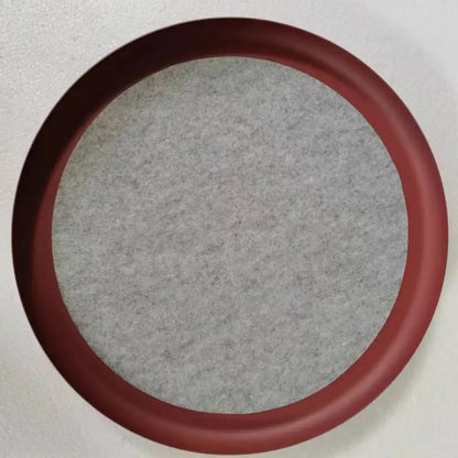 Circular red-framed mirror with gray fabric backing shown from the back for modern copper decorbites grid color led pendant light