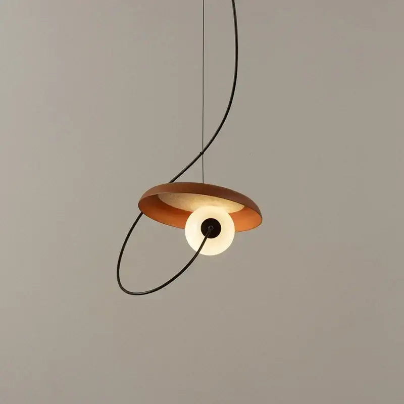 Modern copper decorbites grid color led pendant light with warm copper shade and black curved cable for dining room
