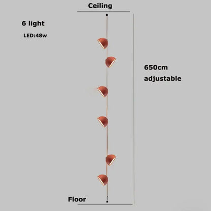 Modern copper pendant light featuring six warm led bulbs on a slender rod dimmable decorbites led belt chandelier