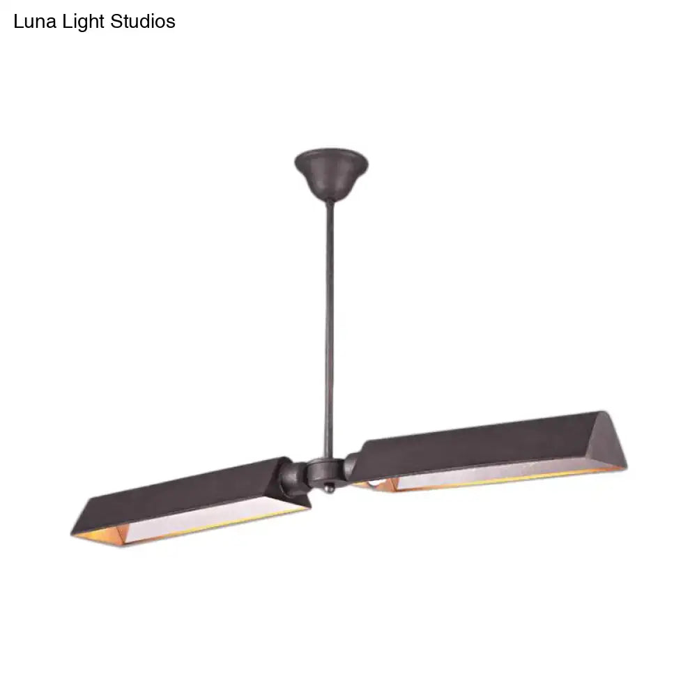 Modern black pendant light with two angular rectangular arms metal triangle island pendant for kitchen use