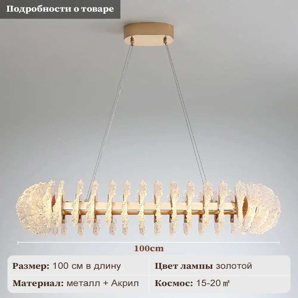 Modern coral flower crystal chandelier with gold-toned metal frame and acrylic elements for dining room decorbites coral flower