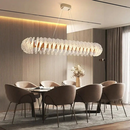 Modern coral flower crystal chandelier featuring clear crystal elements and warm metallic accents for dining room decorbites coral flower