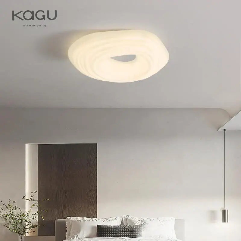 Modern cream cloud led ceiling chandelier by kagu with soft frosted ring design featuring concentric circular ridges for decorbites cloud led ceiling use