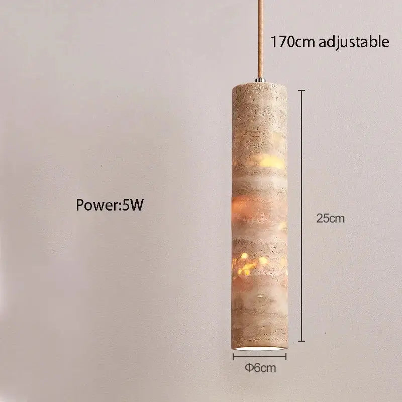 Modern cream concrete pendant light with textured beige surface and warm amber light source cord pendant for dining room