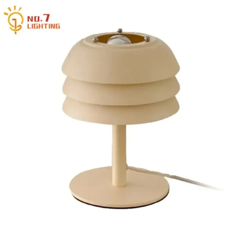 Modern cream medieval design cream-colored tiered table lamp with sleek metallic accents for bedroom decorbites cream medieval