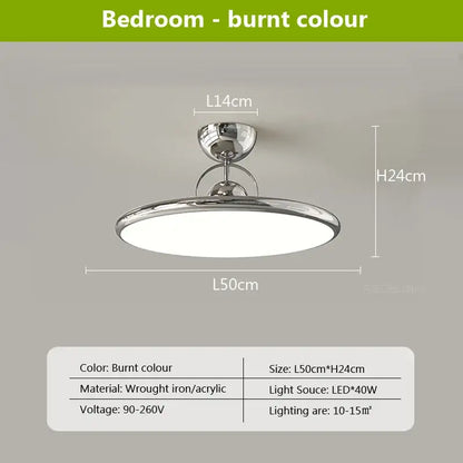 Modern cream iron nordic ceiling light with circular chrome fixture and acrylic diffuser for bedroom fan decorbites cream iron