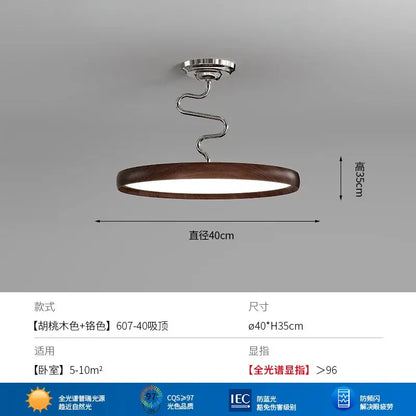 Modern cream style aluminum led chandelier with dark wood ring and chrome spiral stem for living room decorbites cream style