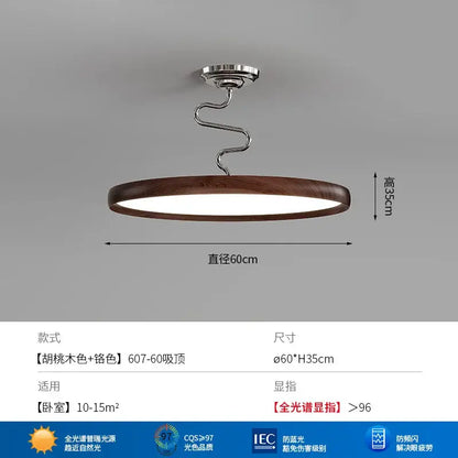 A modern cream style aluminum led chandelier with dark wood frame and chrome spiral stem for living room decorbites cream style