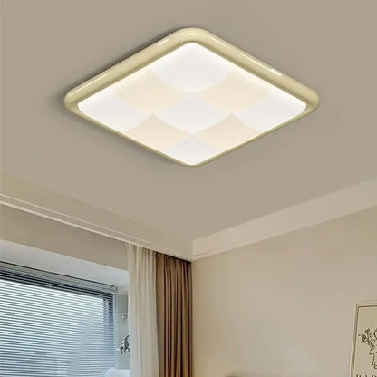 Cream style led ceiling lights with a cream-colored square panel featuring geometric decorbites cream style patterns and soft glow
