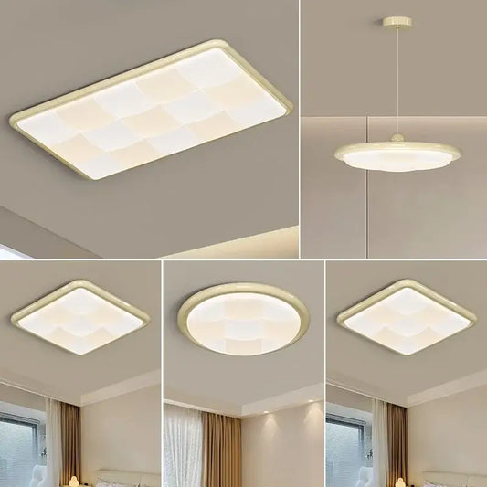 Modern cream style led ceiling lights with geometric decorbites cream style frames and soft diffused glow for living room decor