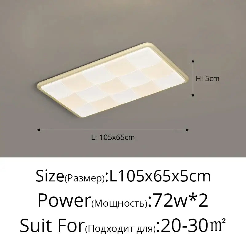 Rectangular ceiling lights with beige cream style led frame and white diffuser panel for modern living room decorbites decor