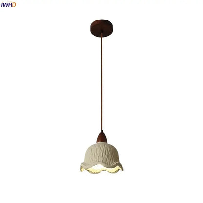 Modern cream textured glass pendant lamps with wooden ceiling mount for decorbites bud micro cement bedroom lighting