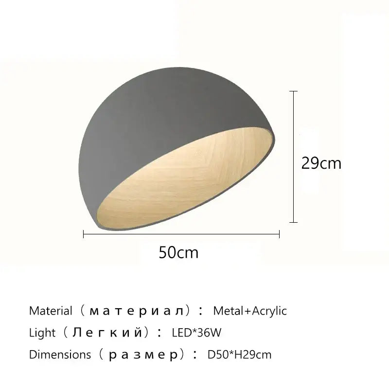 Modern cream wind led ceiling chandelier with a matte gray dome metal exterior and natural wood acrylic interior decorbites cream wind