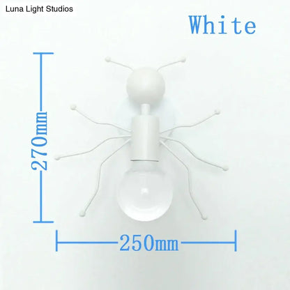 Modern creative minimalism white metal robot ant wall sconce with bulb base for bedroom lighting