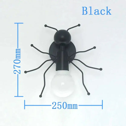 Modern creative minimalism black metal robot ant wall lamp with clear glass bulb for bedroom lighting