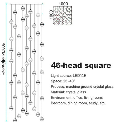 Modern crystal ball led chandelier with 46 machine-ground crystal glass spheres for living room decorbites crystal ball lighting