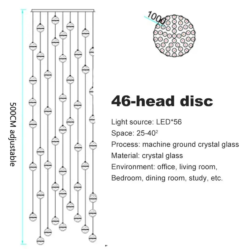 Modern crystal ball led chandelier with 46 machine-ground crystal glass discs for elegant living room decorbites crystal ball lighting