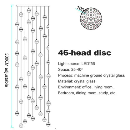 Modern crystal ball led chandelier with 46 machine-ground crystal glass discs for elegant living room decorbites crystal ball lighting