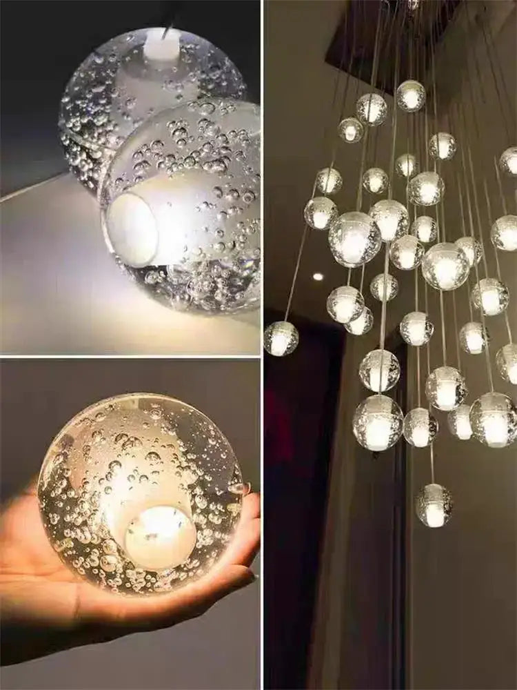 Modern crystal ball led chandelier with clear glass globe pendant lights and warm interior illumination for living room decorbites crystal ball ball led chandelier