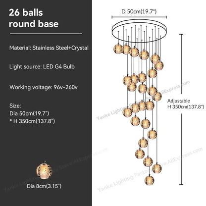 A modern pendant light with 26 amber-gold textured glass balls from decorbites crystal bubble ball design for dining room decor