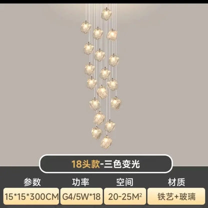 A modern crystal cube chandelier pendant with 18 glass pendants and warm lighting perfect for dining room decorbites cube chandelier