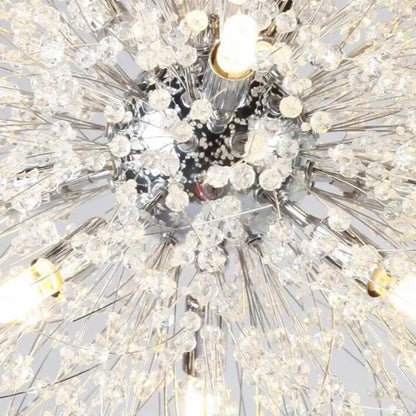 Modern crystal dandelion chandelier led pendant lamp with sparkling chrome and faceted clear beads for dining room decorbites dandelion chandelier