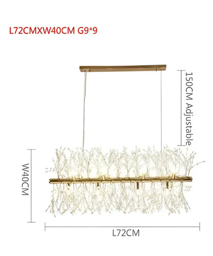Gold-toned modern crystal dandelion chandelier led pendant lamp with clear crystals for dining room decorbites dandelion chandelier