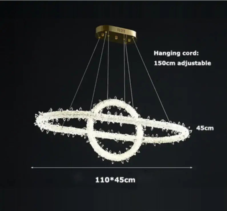 Modern two-tiered crystal flower led chandelier with gold finish and clear crystal accents for dining room decorbites decor