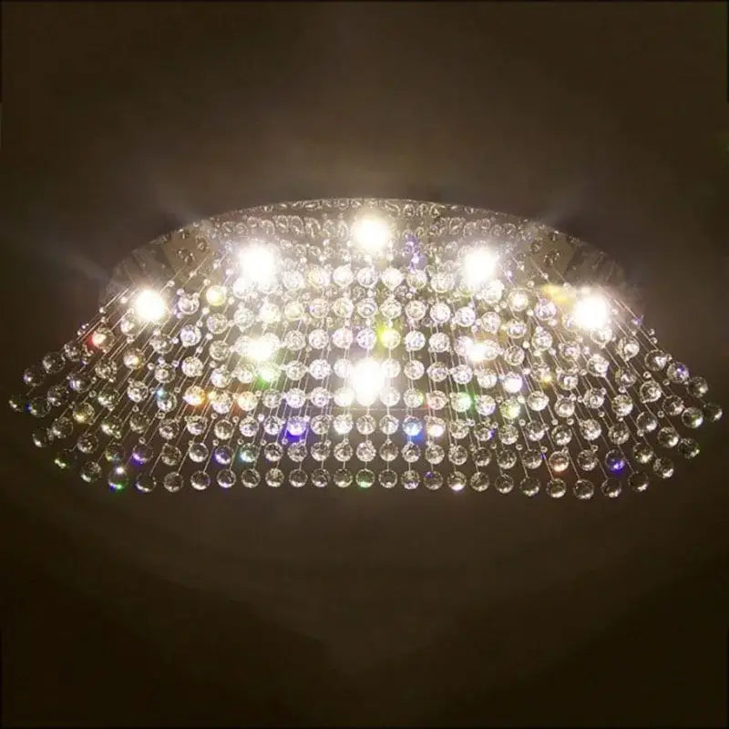 Modern crystal flush mount chandelier with sparkling clear crystal beads and metallic frame for living room decorbites flush mount lighting