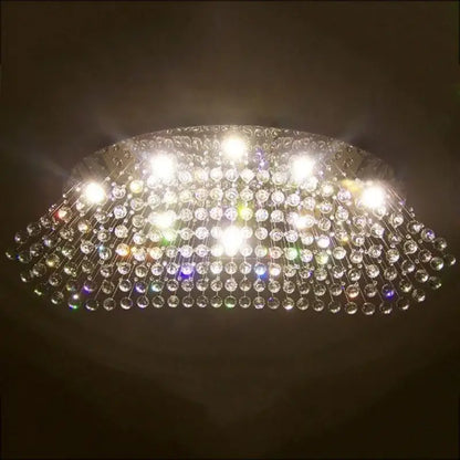 Modern crystal flush mount chandelier with sparkling clear crystal beads and metallic frame for living room decorbites flush mount lighting