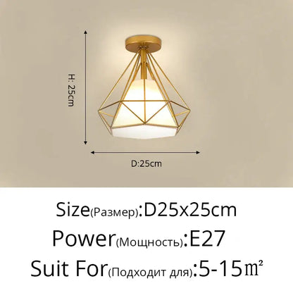 Modern crystal glass nordic led chandelier featuring a gold geometric ceiling light with white frosted glass shade