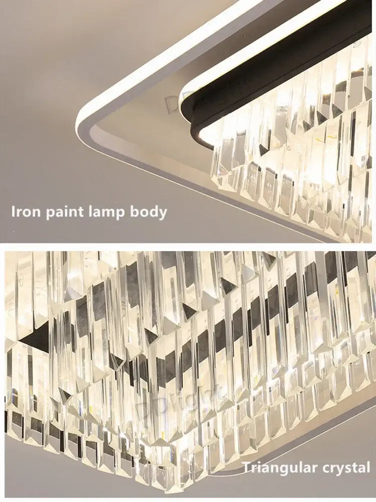 Modern crystal industrial pendant lamp with sleek iron-painted body and cascading triangular prisms for living room decorbites pendant lamps