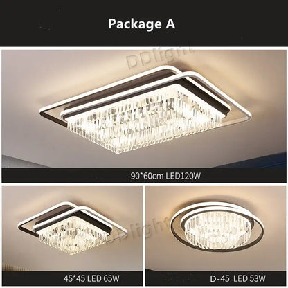 Modern rectangular led ceiling light with chrome frame and cascading crystal prisms for decorbites crystal industrial pendant lamps