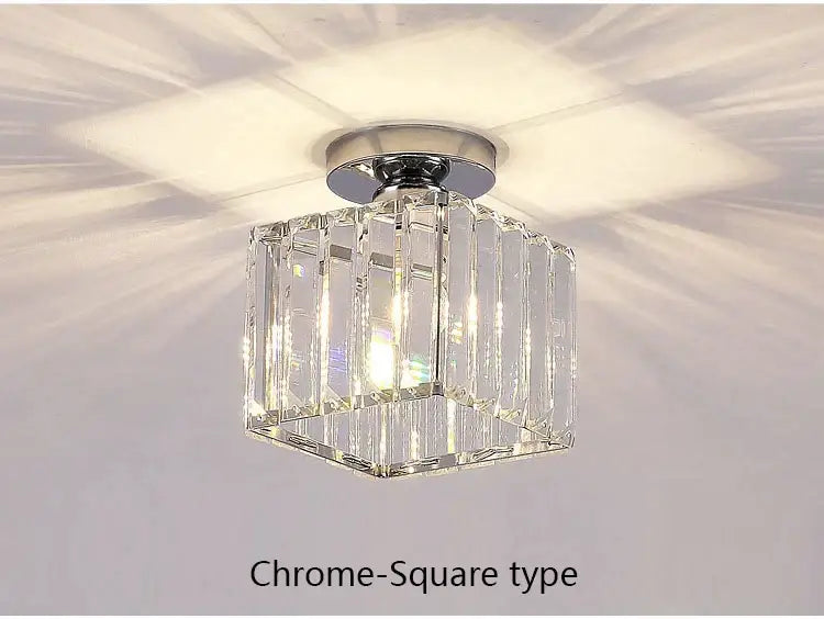Modern crystal led ceiling light black cube fixture with chrome finish and faceted crystal panels for kitchen decorbites crystal led