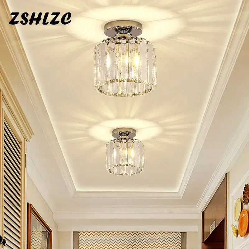 Two zshlzc brand modern crystal led ceiling lights with chrome bases and clear glass prisms for decorbites crystal led decor