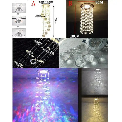 Modern crystal led downlight ceiling lamp with clear crystal spherical beads and metallic mounting base for living room decorbites crystal led
