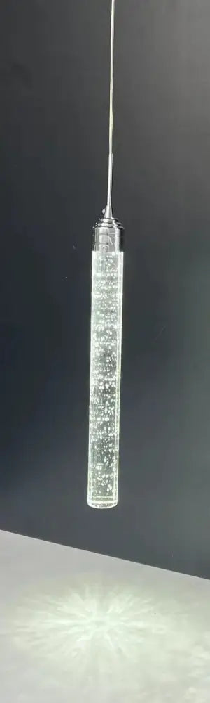 Modern crystal led pendant light with clear cylindrical glass and internal bubble effect for dining room decorbites crystal led pendant