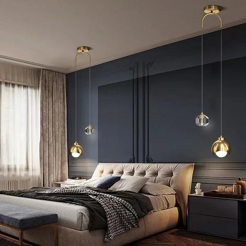 Modern Crystal Linear Pendant Light in Gold or Black - Decorbites